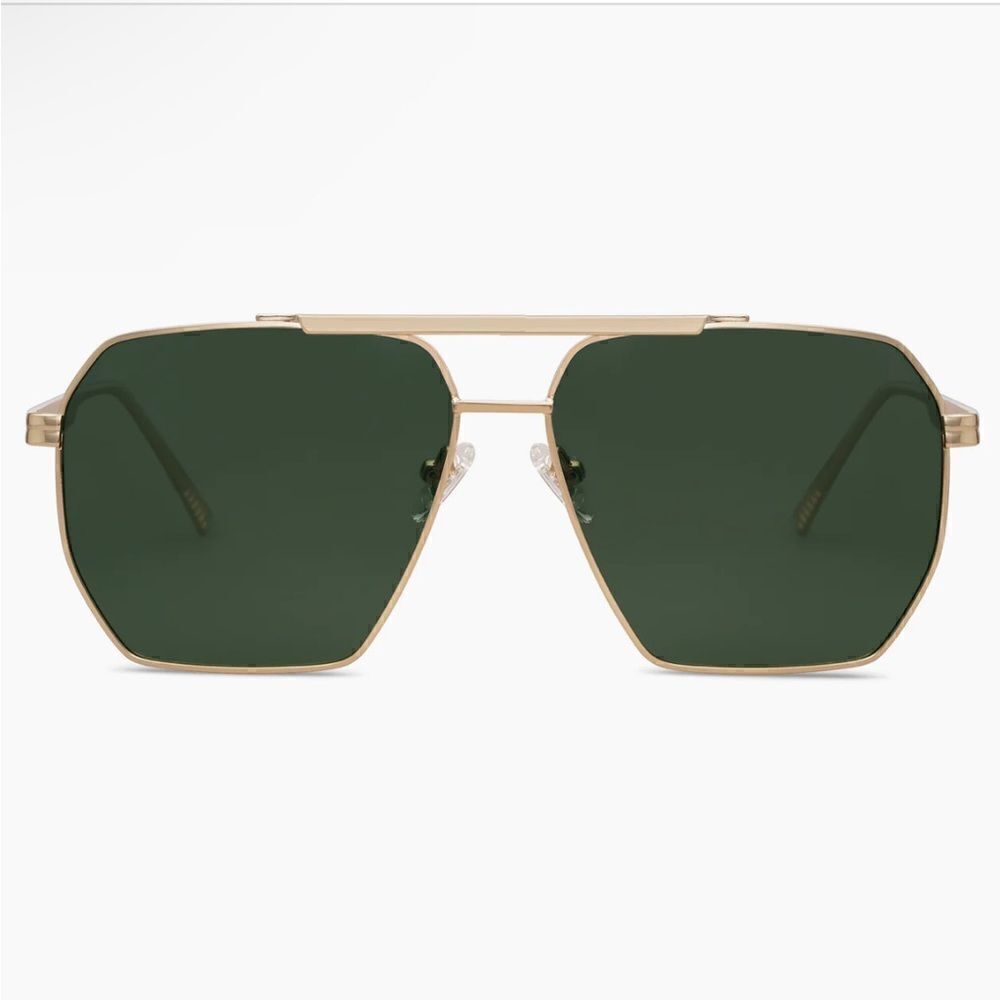 Sojos Pioneer Aviator Sunglasses. Gold Frame w/Green Lenses. New (NIB)! Unisex